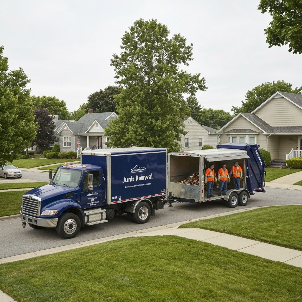 Pitch It Junk Removal truck and trailer ready for service in Omaha